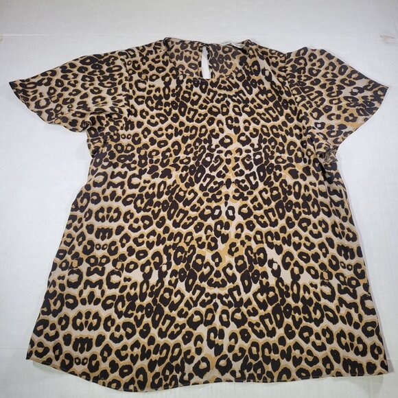 Rebecca Minkoff Women Professional Leopard Print Short Sleeve Blouse Size M - Picture 1 of 7